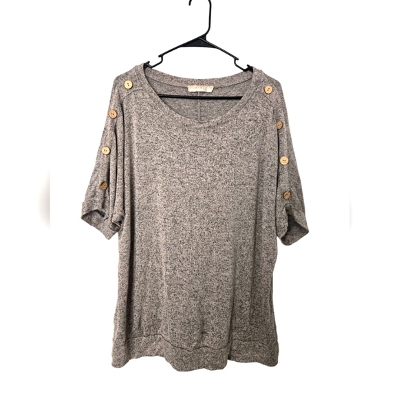 Misia Tops - Misia gray Button-Detail Women's Top size 3x